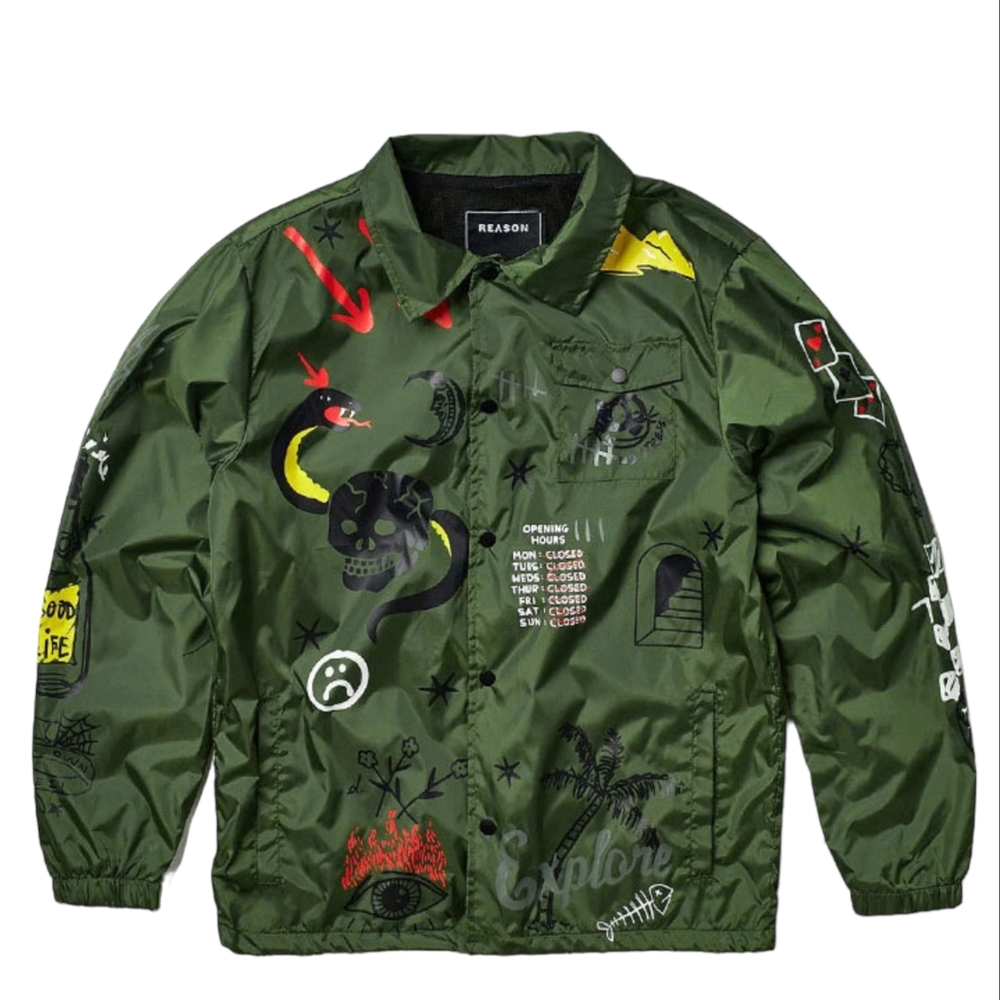 REASON CLOTHING GRITTY COACHES JACKET GREEN NEW WITH TAGS 01...